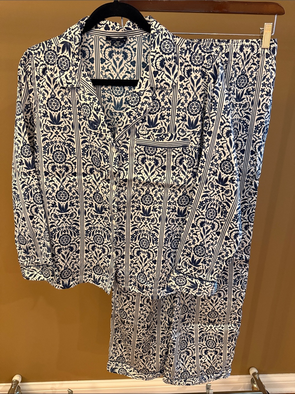 Eberjey Inez Washable Silk Printed Long Pj Set